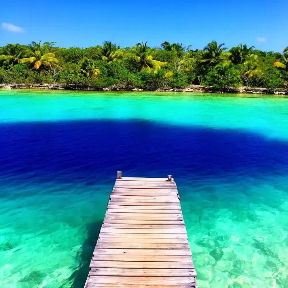 Bacalar Lagoon seven colors turquoise water